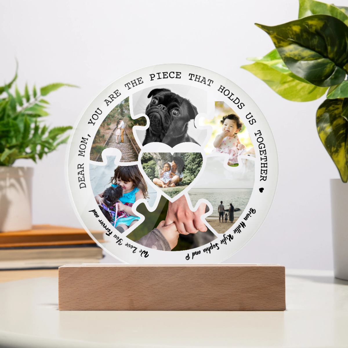 Dear Mom Puzzle Piece Personalized Circle Acrylic Plaque