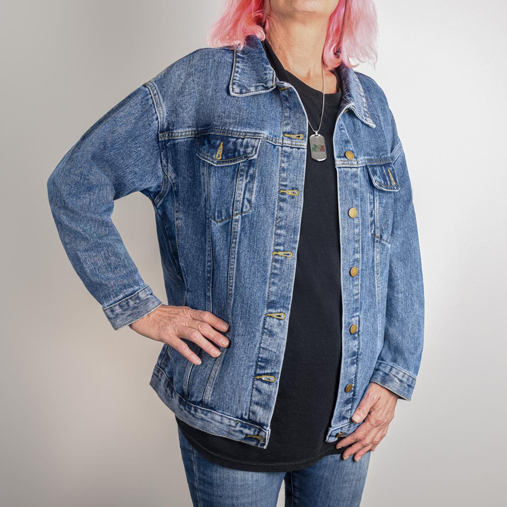 Glitter Hearts Mama Denim Jacket