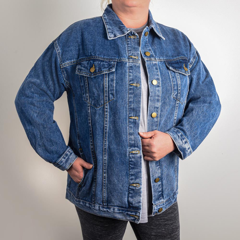 Glitter Hearts Mama Denim Jacket