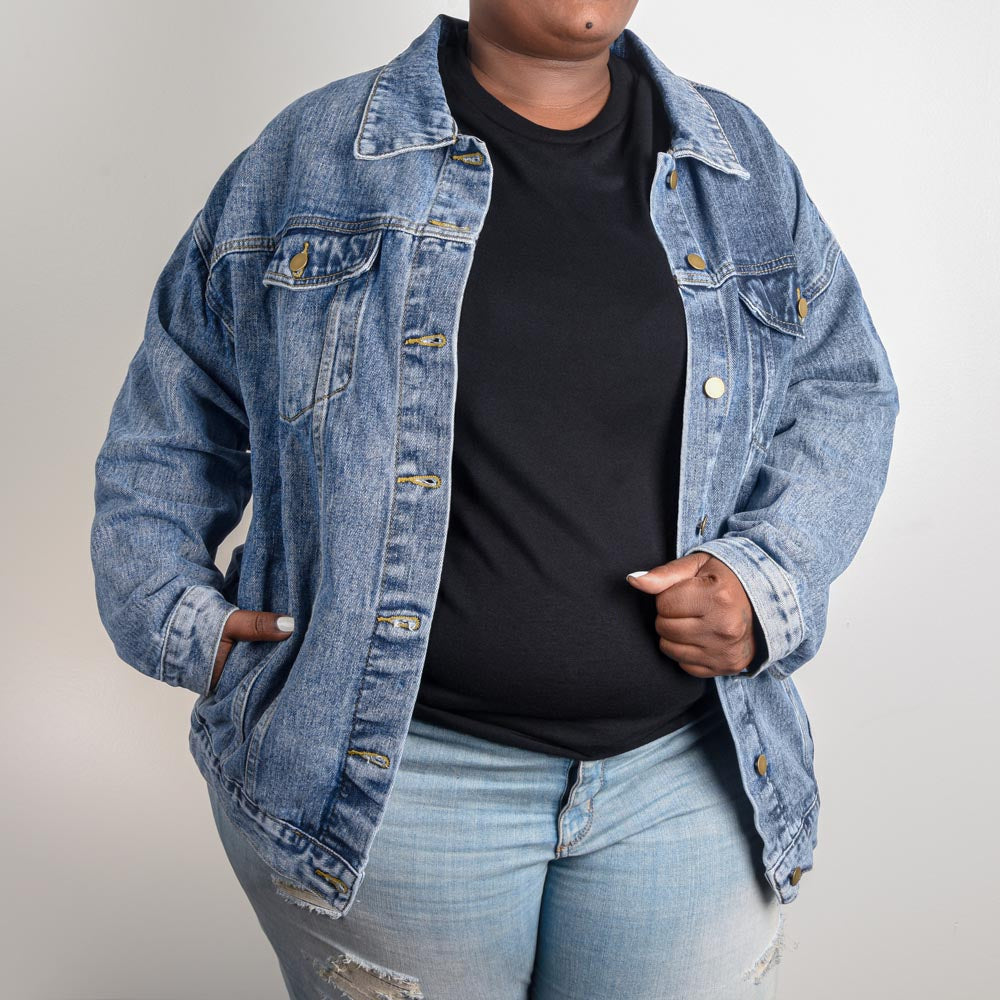 Glitter Hearts Mama Denim Jacket