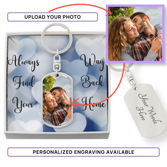 Always Find Your Way Back Home Custom Photo Keychain - Upload Your Photo