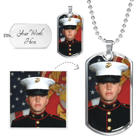 Custom Photo Dog Tag Necklace With Engraving - Upload Your Photo