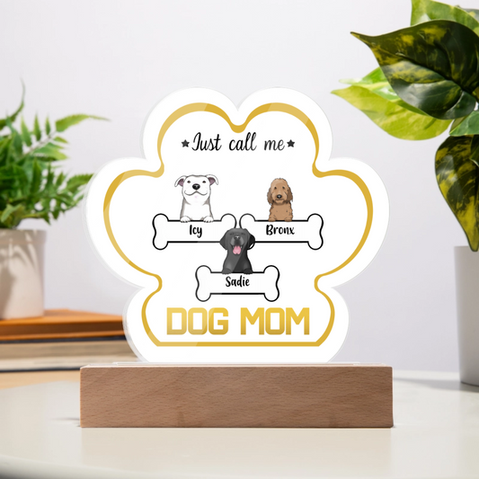 Dog Mom Acrylic Paw Plaque